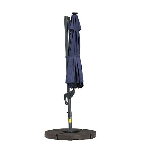 Outsunny 10' Offset Cantilever Patio Umbrella with LED Lights, Solar Panels, & UV-Fighting Polyester Canopy, Blue