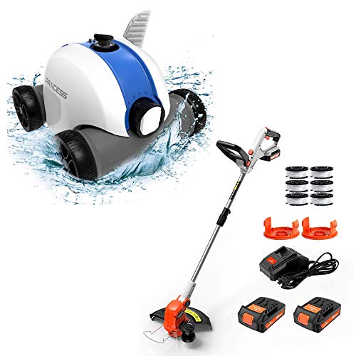 PAXCESS 5000mAh Cordless Pool Cleaner &12 inch Cordless String Trimmer