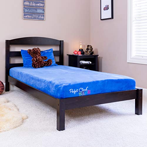 Perfect Cloud Kids Plush 7-inch Memory Foam Twin Mattress, Shredded Foam Pillow, and Teddy Bear for Day/Trundle/Bunk Bed - (Blue)