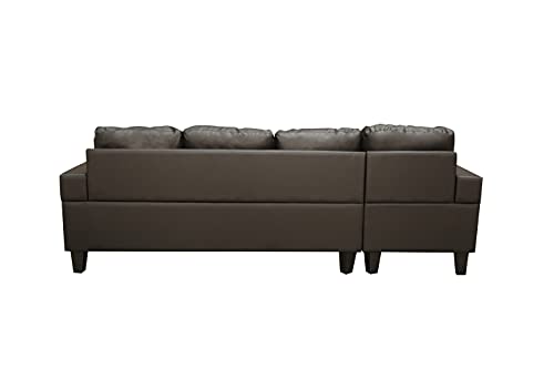 UNIROI 98” L-Shape PU Leather Sectional Sofa W/Reversible, 4 Seat Couch with Left/Right Hand Chaise Lounge, 2 Cup Holders and 2 Throw Pillows Living Room Furniture Set, Black