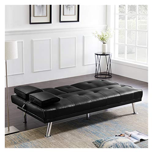 ALBBMY Convertible Folding Recliner Sofa Bed Sleeper Black Pu