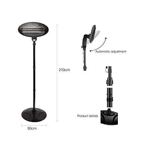 Ideamad 1500W Outdoor Setting/Standing Patio Heater, Quartz Tube Heating, IPX4 Waterproof, FCC/CE/CCC, 3-Year Warranty