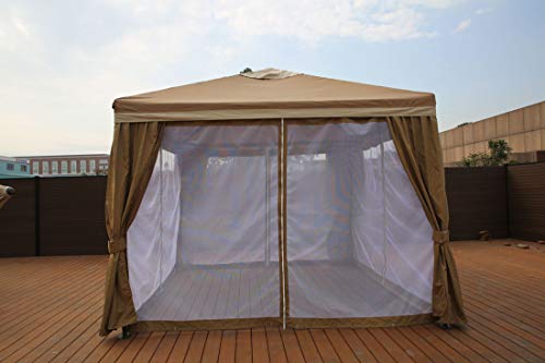 Impact Canopy 10x10 Gazebo Canopy with Mosquito Netting and Four Sidewalls, Tan