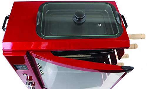 Brazilian Flame BG-05LXK-RED Red Brazilian Gas Rotisserie Grill with 5 Skewers and Upper Tray