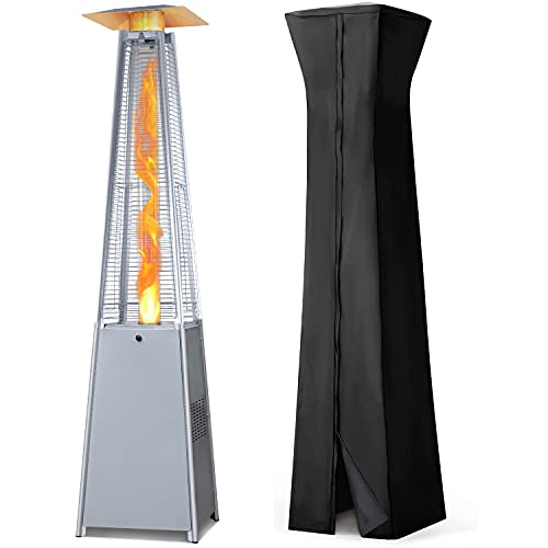 LAUSAINT HOME Propane Patio Heater for Outside,42,000BTU Pyramid Outdoor Heater Quartz Glass Tube Flame Heater for Backyard Garden