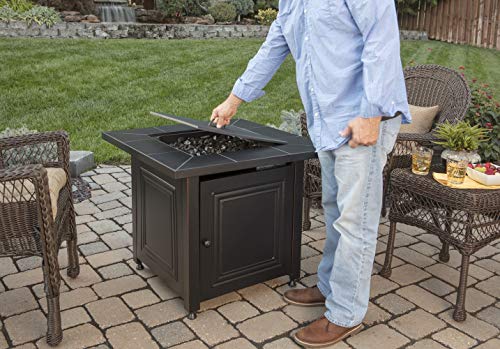 Endless Summer GAD15255SP 30-in Square Gas Pit with Ceramic Tile Mantel Fire Table, Black