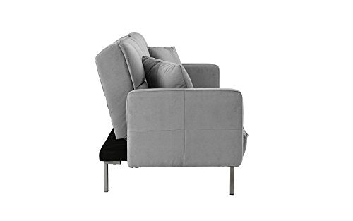 Modern Plush Tufted Velvet Splitback Living Room Futon (Light Grey)