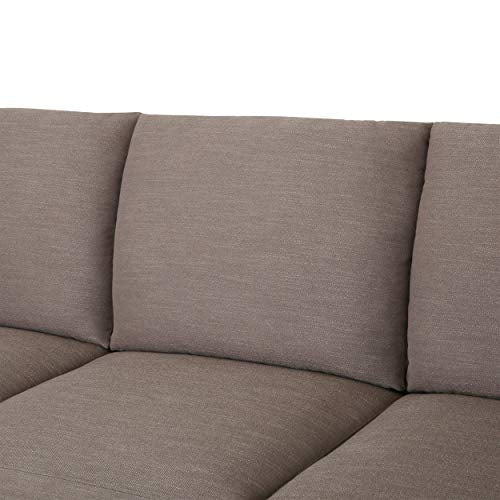 Faithe Modern Fabric 3 Seater Sofa, Dark Taupe and Silver