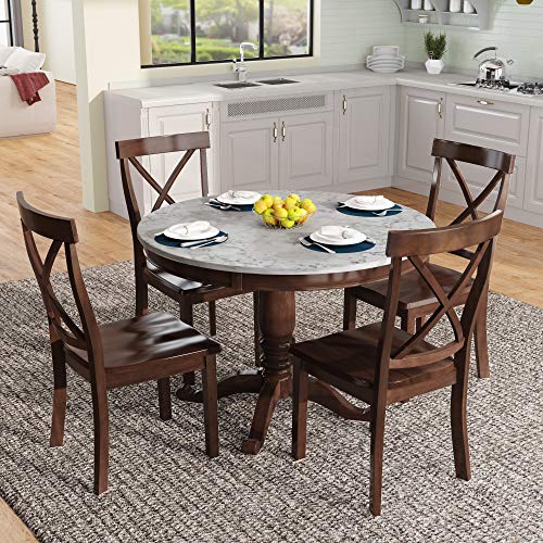 Harper & Bright Designs Dining Table Set - 5 Piece Round Dining Set with 4 Chairs Wood Dining Table Set