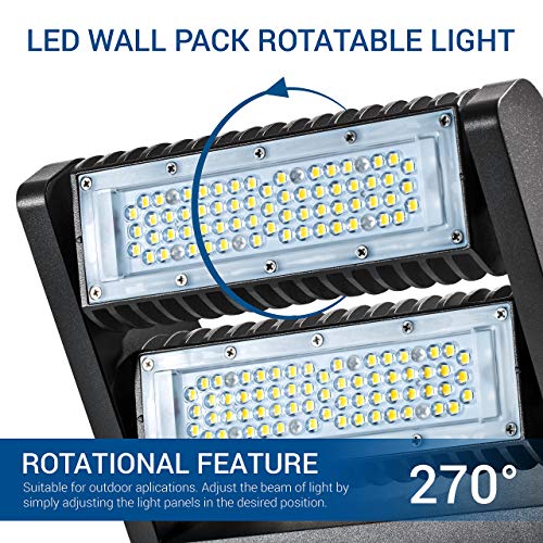Hyperikon LED Wall Pack Rotatable, Outdoor Area Light Fixture, UL, DLC, IP65 Waterproof, 120 Watts, 2 Pack
