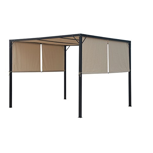 Christopher Knight Home 304392 Wendy Outdoor Steel Framed 10' Gazebo, Beige/Black