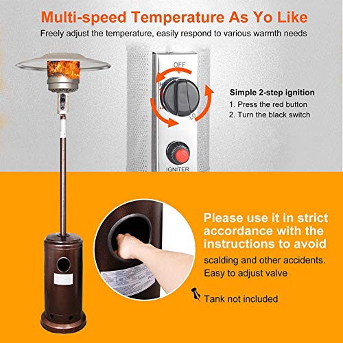 Outdoor Heater,Standing Commercial Patio Heater,with Wheels Weatherproof Propane Heater,for Restaurant Camping Garden Ceiling-Stainless Steel 81x45x224cm(32x18x88inch)
