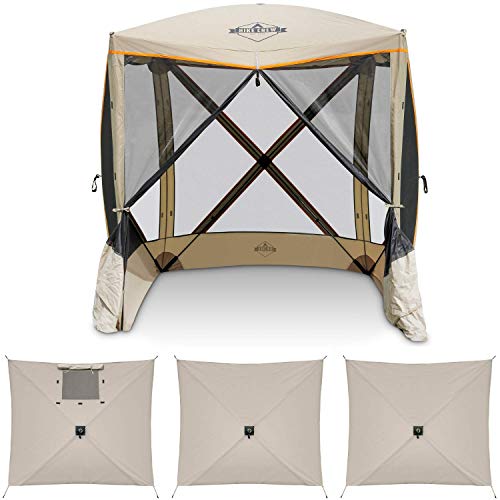 Hike Crew 4-Panel Pop-Up Screen House Gazebo 70x70 Inch – Instant Setup 4-Sided Hub Tent UV Resistant (SPF 50+) Fits 5 People Heavy Duty 210D Material – Includes Carry Bag & Ground Stakes