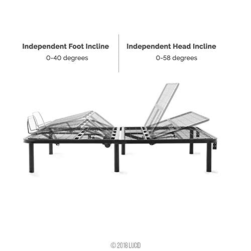 LUCID L100 Adjustable Bed Base Steel Frame - 5 Minute Assembly - Head and Foot Incline - Wired Remote Control - Twin XL