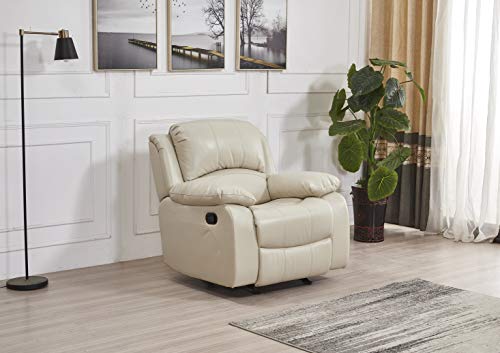 Betsy Furniture Bonded Leather Reclining Sofa Loveseat Glider Chair in Multiple Colors, 8018 (Beige, Glider Chair)