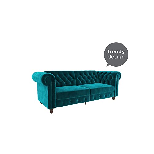 DHP Felix Chesterfield Sofa Futon, Green Velvet