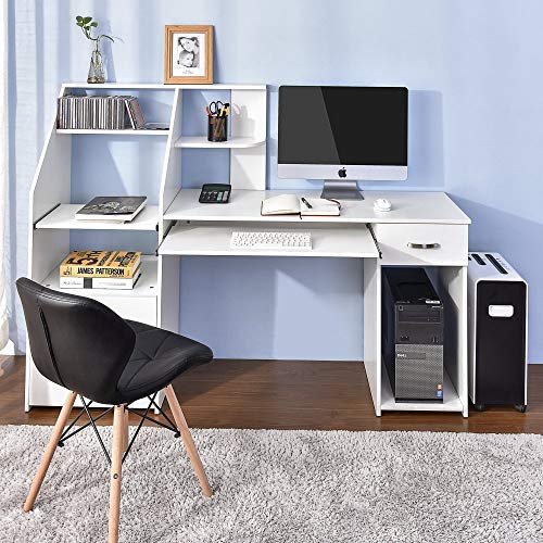 PovKeever Harper&Bright Designs WF186907 Multi-Functions Computer Desk with Cabinet (White
