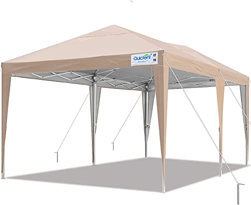 Quictent Privacy 10x20 EZ Pop Up Canopy Tent Party Tent Outdoor Event Gazebo Waterproof with Roller Bag(Beige)