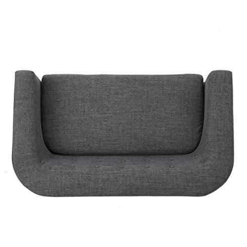 Althea Button Back Mid Century Fabric Modern Loveseat (Grey)