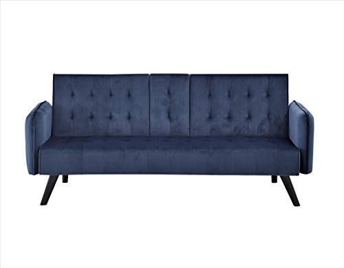 Container Furniture Direct Cricklade Mid-Century Modern Velvet Uphostered Sofabed, Midnight Blue