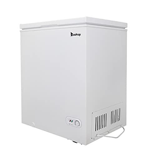 YZJC 5.0 Cu Ft Chest Freezer, Small Deep Freezer Mini Outdoor Chest Freezers Upright with Removable Baskets, Adjustable Thermostat, Ideal for House, Garage, Kitchen, Timeshare or Business