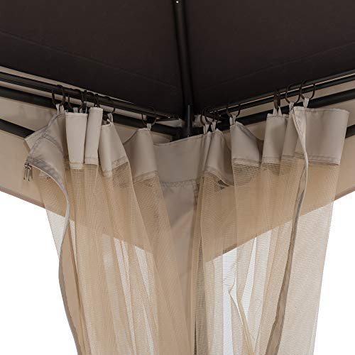 Sunjoy Thelma 10.5 x 13 ft. 2-Tier Steel Gazebo, Brown & Tan