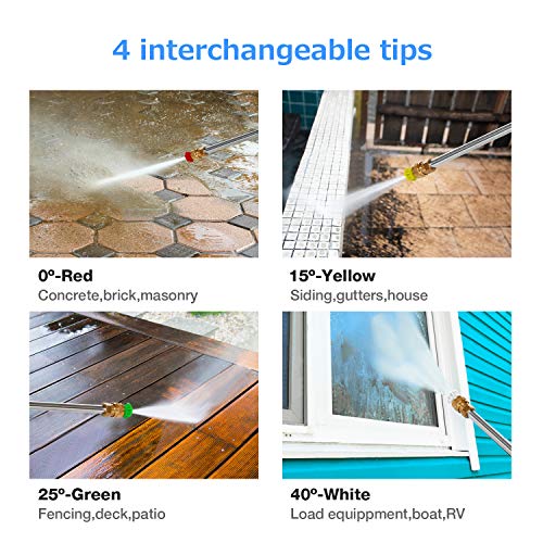 TEANDE 3500 PSI Electric Pressure Washer, 2.60 GPM 1800W Power Washer with Rolling Wheels (Green)