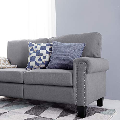 Top Space 2-Seat Living Room Furniture Two-Piece Sofa Home Arm Chair Single Sofa Modern Fabric Accent Chair Set (Light Grey)