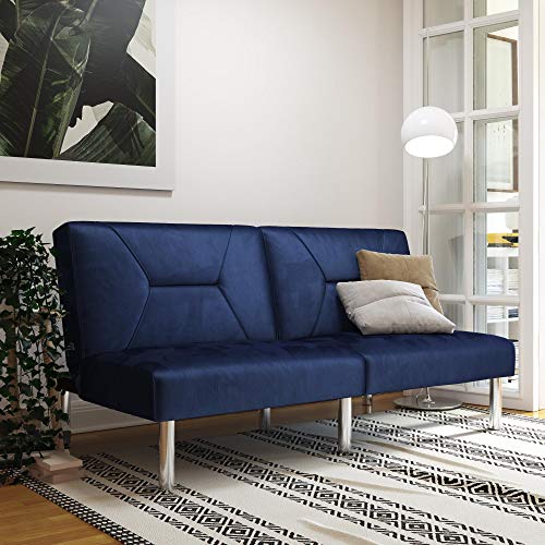 DHP Convertible Sofa Bed and Couch Futon, Blue