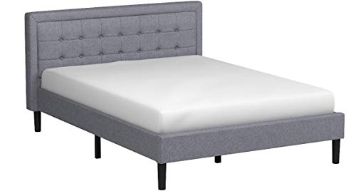 Classic Brands Mornington Upholstered Platform Bed | Headboard and Metal Frame with Wood Slat Support, Queen, Dark Grey