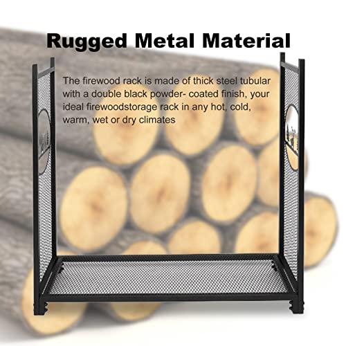 CHLL firewood Rack Outdoor Heavy Duty 4ft Outdoor Indoor Firewood Racks, Any Season Home Fireplace Log Holder Rustproof Log Storage Rack for Backyard, Fireplace, Inside Porch