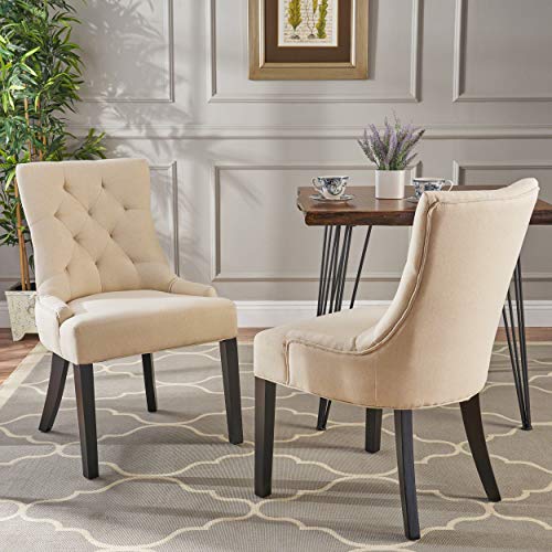 Christopher Knight Home Hayden Tufted Fabric Dining / Accent Chairs, 2-Pcs Set, Beige