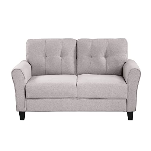 Living Room Sofa Set Linen Upholstered Couch Furniture for Home or Office (Light Grey, 2-Seat)