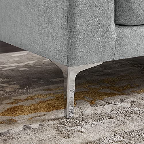 Melpomene Linen Fabric Left Armrest Convertible Sectional Sofa Couch Modern Grey Space-Saving Design L-Shaped Couch with Footstool for Living Room Bedroom Small Space (Linen Left Armrest)