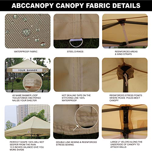 ABCCANOPY Ez Pop Up Canopy Tent 10x10 with Church Window Sidewalls, Party Tent-Series,Beige