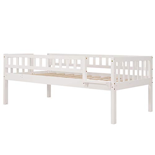 Harper & Bright Designs Bunk beds with Slide Bunk Bed Twin-Over-Twin-Over-Twin Triple Bed with Built-in Ladder for Kids and Toddlers,Wood Bunk Bed with Guardrails,No Box Spring Needed，White