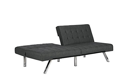 DHP Emily Futon With Chrome Legs, Grey Linen