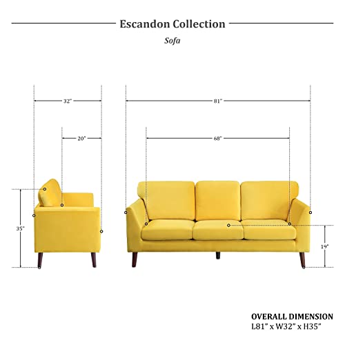 Lexicon Escandon Living Room Sofa, Yellow