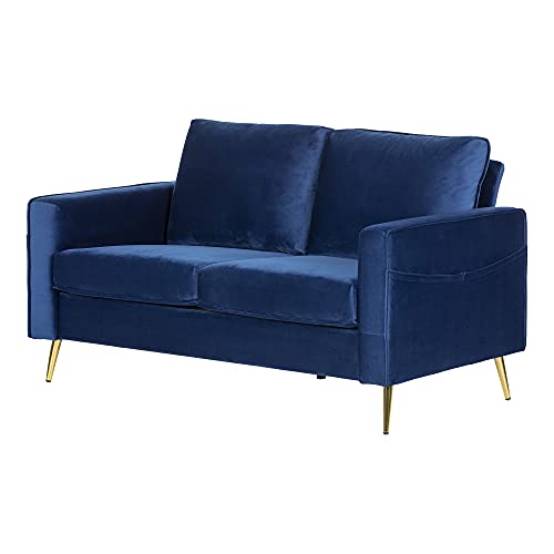 South Shore Dark Blue, Shore Live-it Cozy Sofa, 2-Seat, Mid-Century Glam