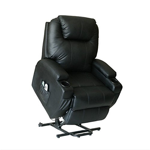 U-MAX Massage Recliner Power Lift Chair for Elderly Heated Faux Leather with Remote Control Lounge Side Pockets Sofa