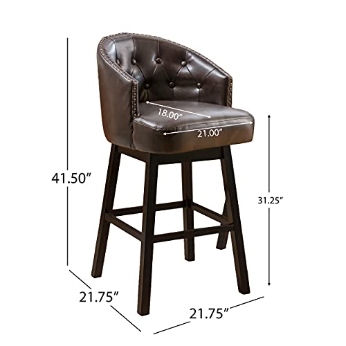 Christopher Knight Home Ogden KD Swivel Barstool (2 piece set) - Brown