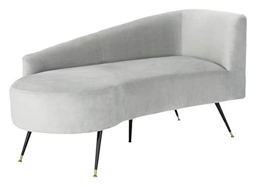 Safavieh Home Evangeline Glam Grey Velvet and Black Parisian Settee Loveseat