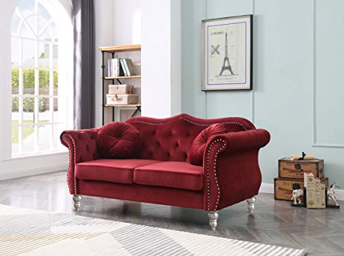 Glory Furniture Hollywood Loveseat Love Seats, Burgundy