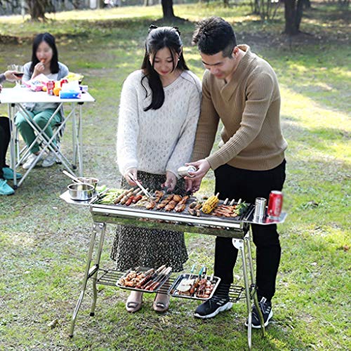 TBUDAR Barbecue Grill Stainless Steel Charcoal Grill Wilderness 5 People Or More Barbecue Camping Barbecue Shelf Portable BBQ Grill