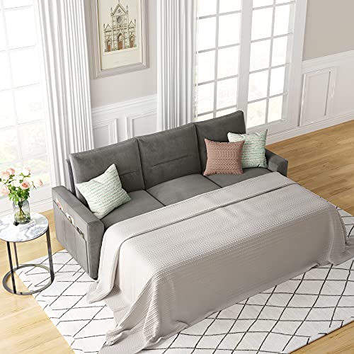 MOEO Reversible Pull Out Sleeper Sectional Sofa Bed with 6 Side Pockets, 82.5