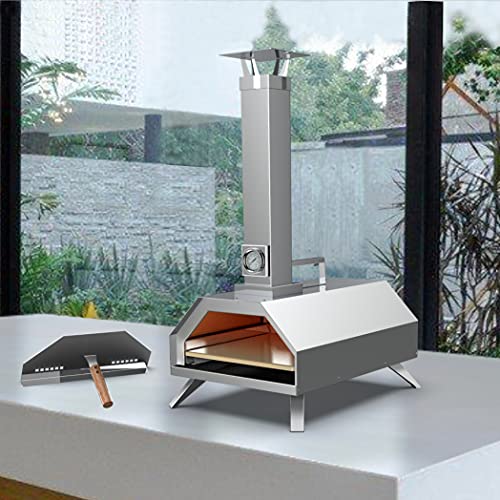 WINTRON Outdoor Wood Fired Pizza Oven, Stainless Steel Portable Tabletop Wood Pellet Pizza Oven with 11-inch Pizza Stone and Accessory Kit: Pizza Peel, Pizza Cutter, Pizza Oven Cover