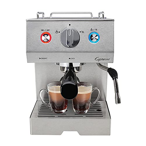 Capresso Cafe Select Professional Stainless Steel Espresso and Cappuccino Machine with Handheld Tamper and Frothing Pitcher Bundle (3 Items)