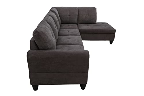 Star Home Living Right Facing Sectional 2 Pieces Set Sofas, Dark Brown