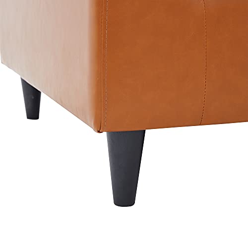 GAOPAN Futon Bed Modern Skin-Friendly Tufted Back Cushions and Solid Frame, 3 Seaters Upholstered Sofá & Loveseat for Living Room Furniture Set, Orange, 2 Pieces PU Leather Sectional Sofa Couch