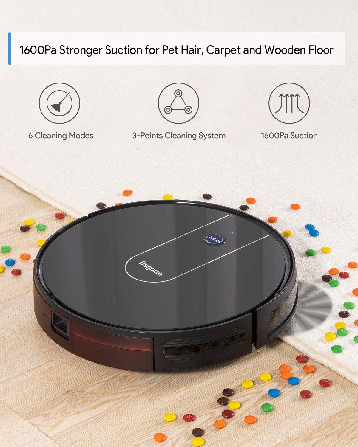 Bagotte BG700 1600PA Wi-Fi Robotic Vacuum Cleaner New